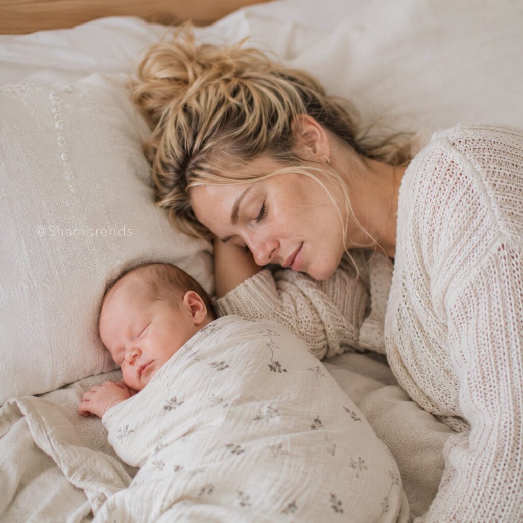 A peaceful moment with mother and baby