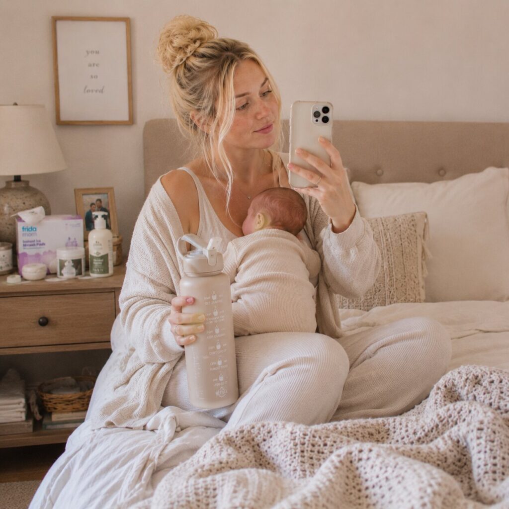 Cozy moment with a newborn baby