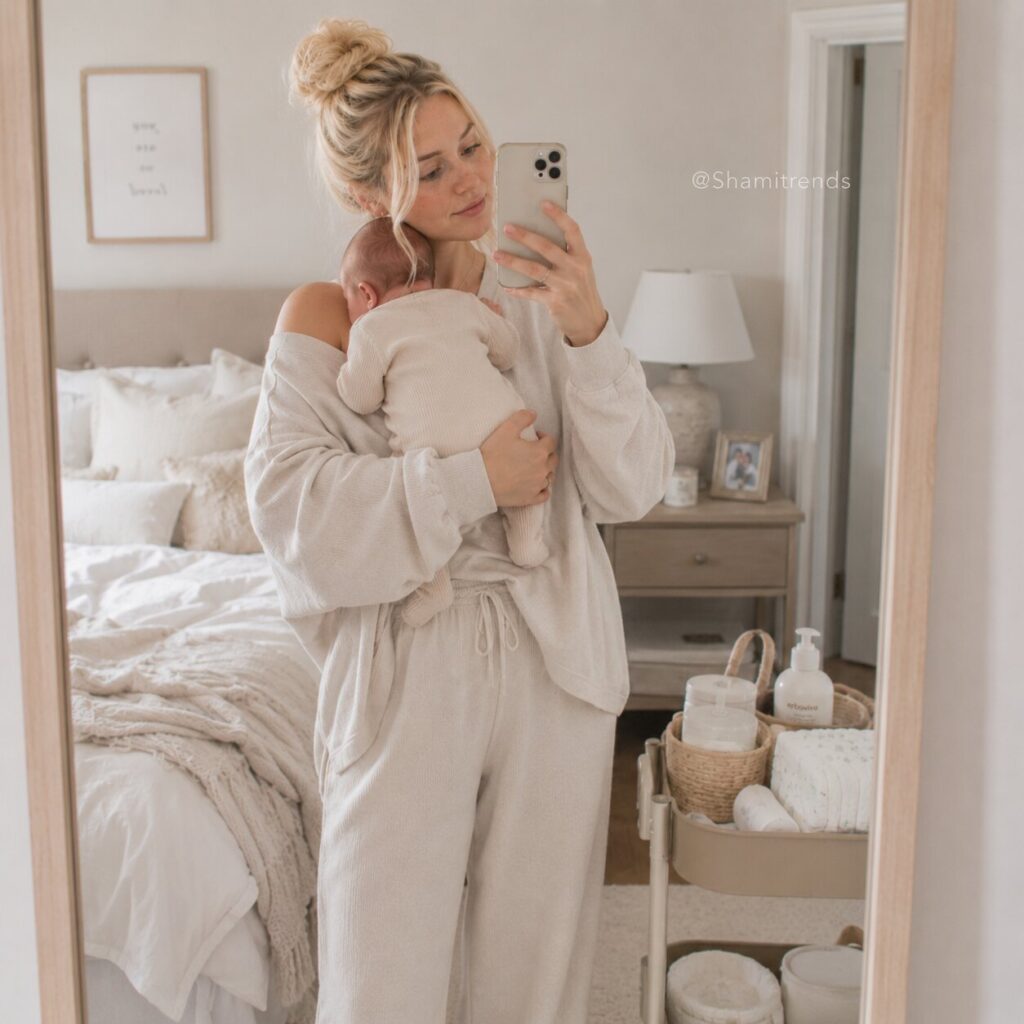 Cozy mommy and baby moment