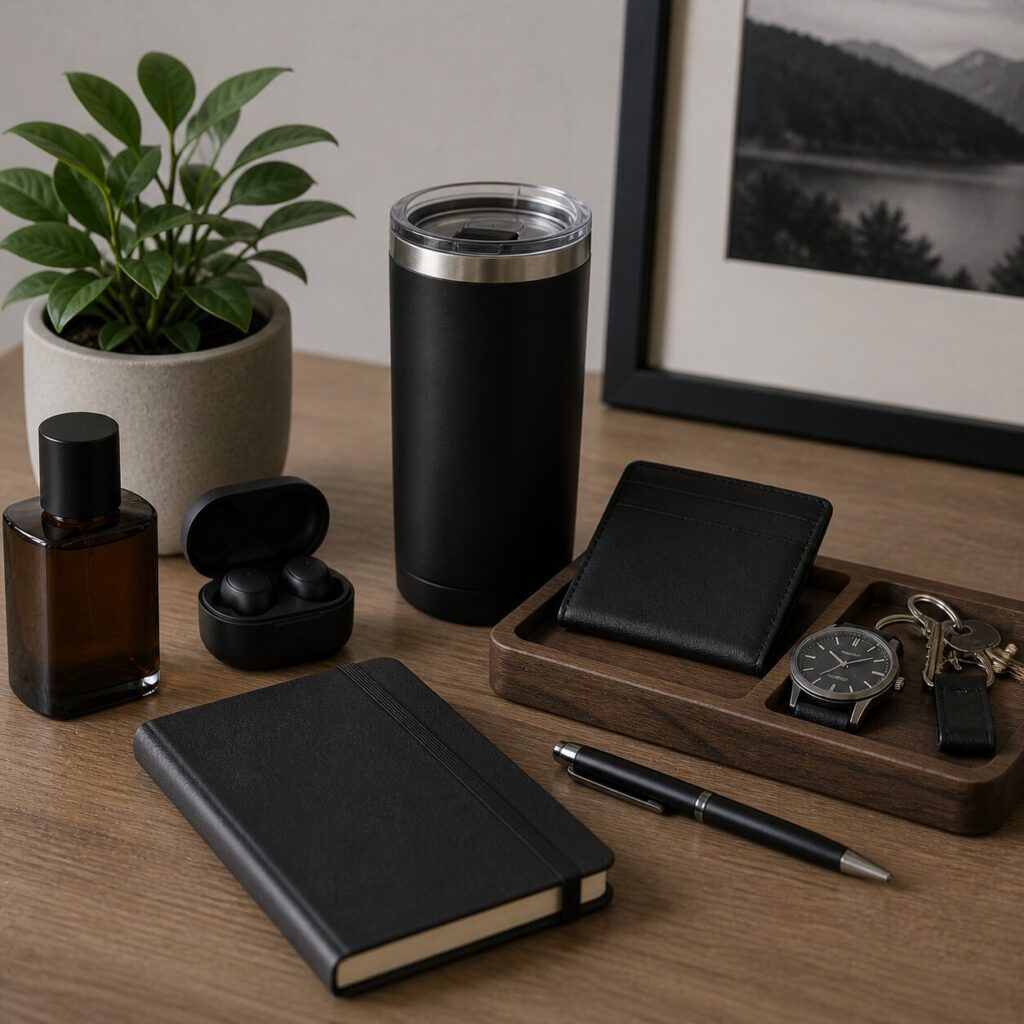 Modern minimalist workspace flat lay