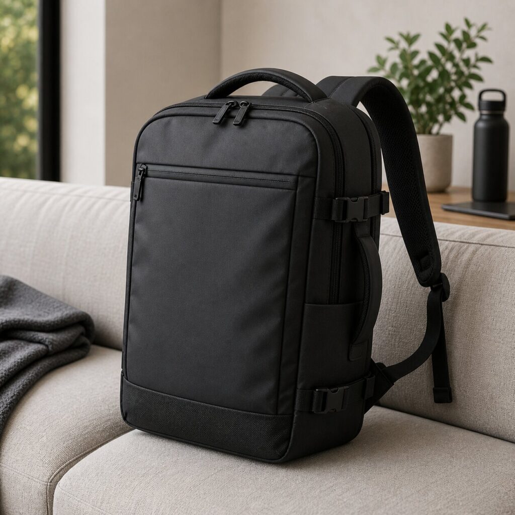 Sleek backpack in modern living space
