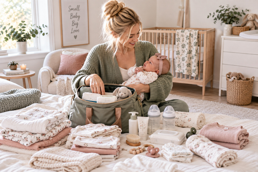 Cozy Nursery Diaper Bag Moments