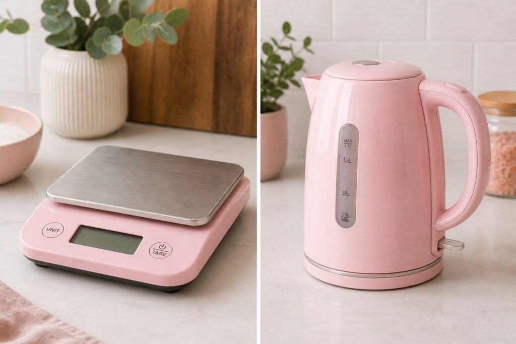 Soft pastel kitchen essentials arrangement