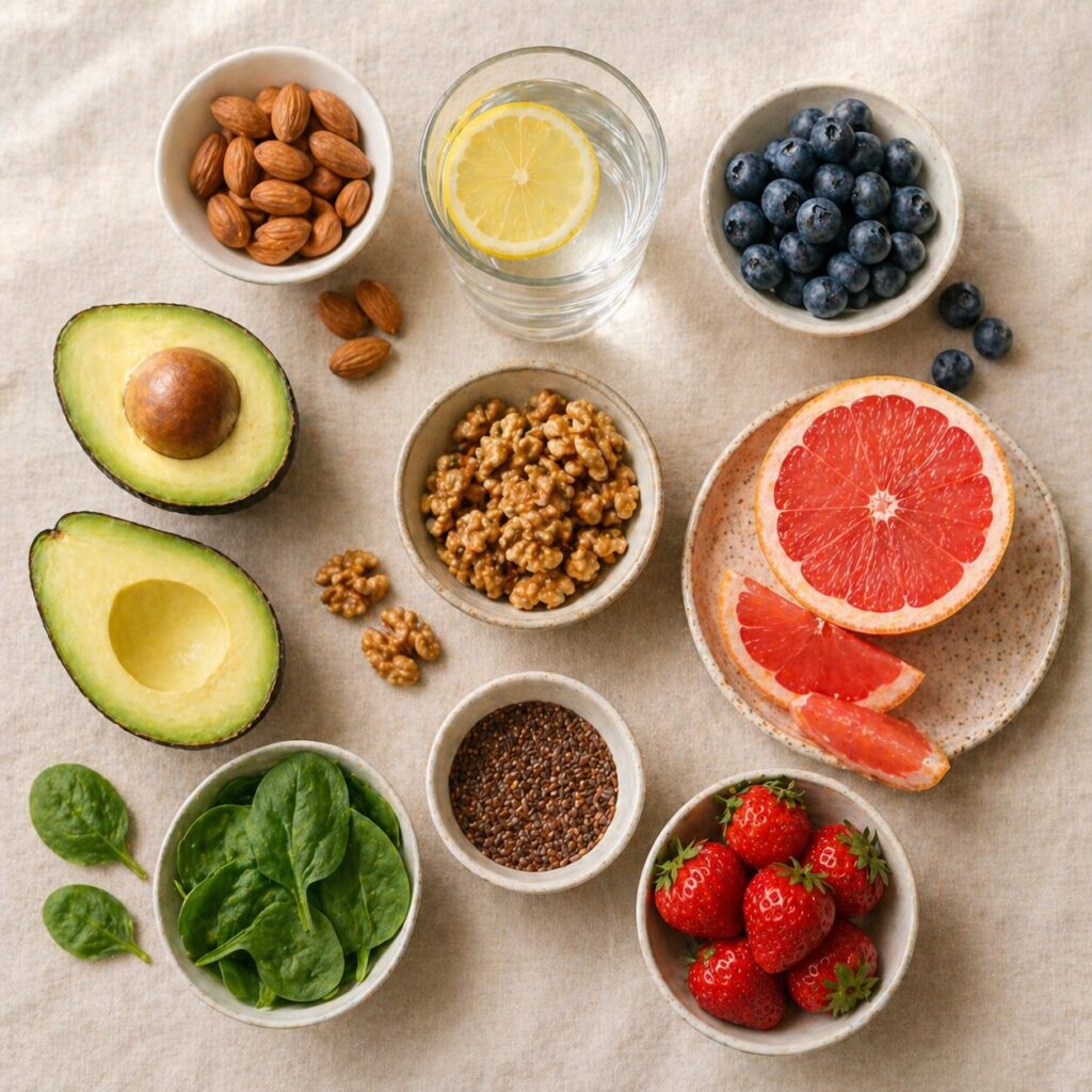 Fresh and healthy food arrangement
