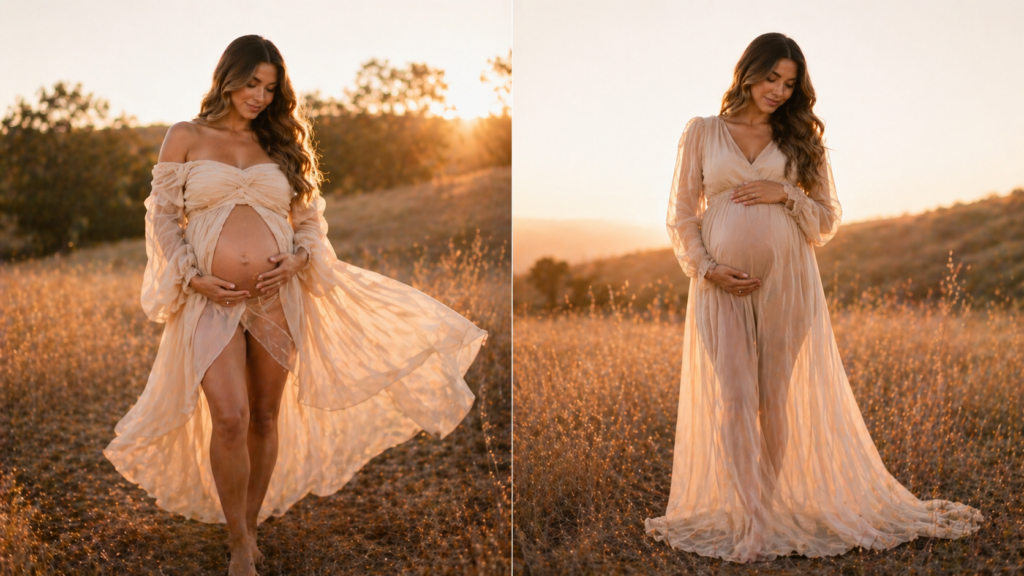 Golden hour maternity glow