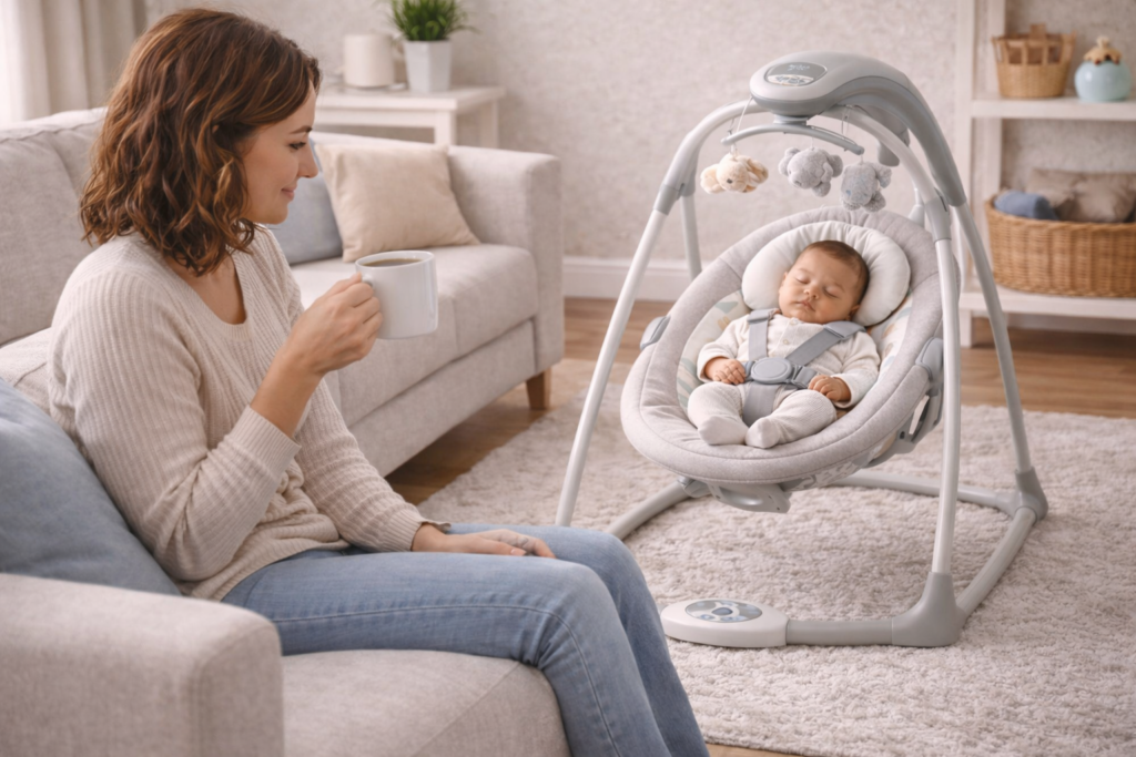 Quiet moments with baby and coffee