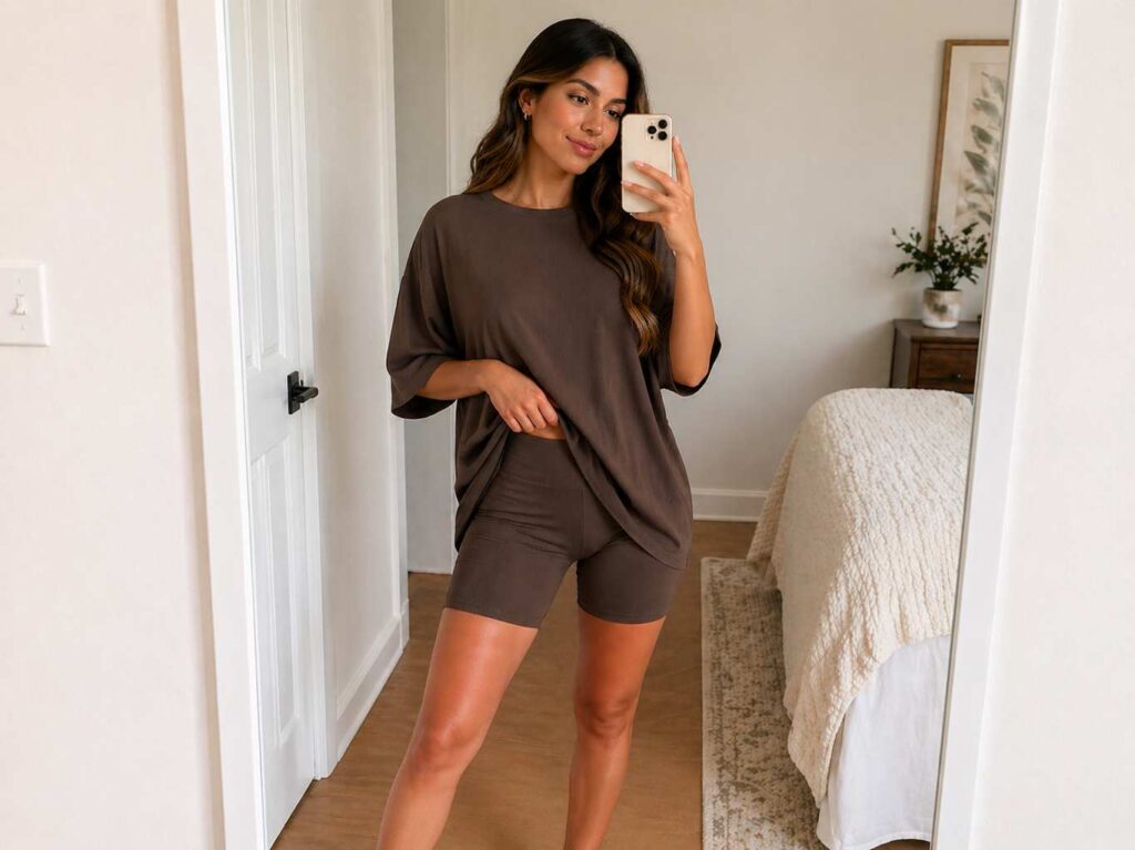 Casual selfie in minimalist room