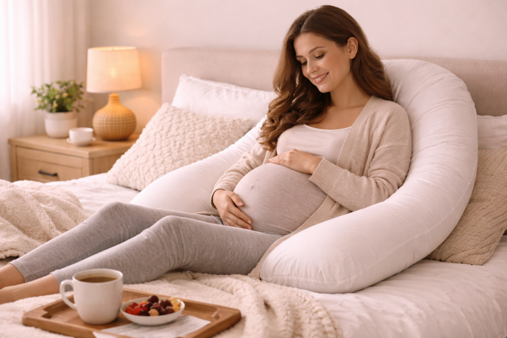 Peaceful pregnancy moments in neutral tones