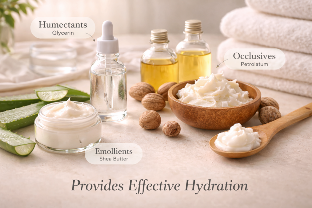 Skincare ingredients for hydration essentials