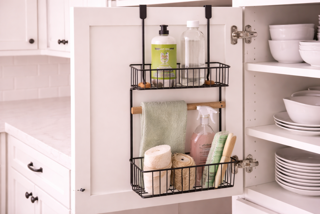 Over-the-cabinet kitchen storage rack
