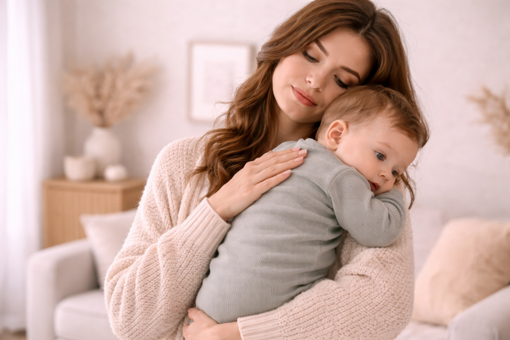 Tender embrace in a cozy space