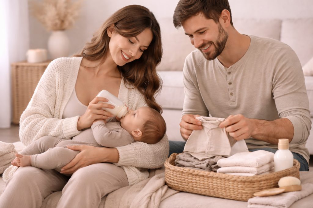 Family bonding in a cozy living room