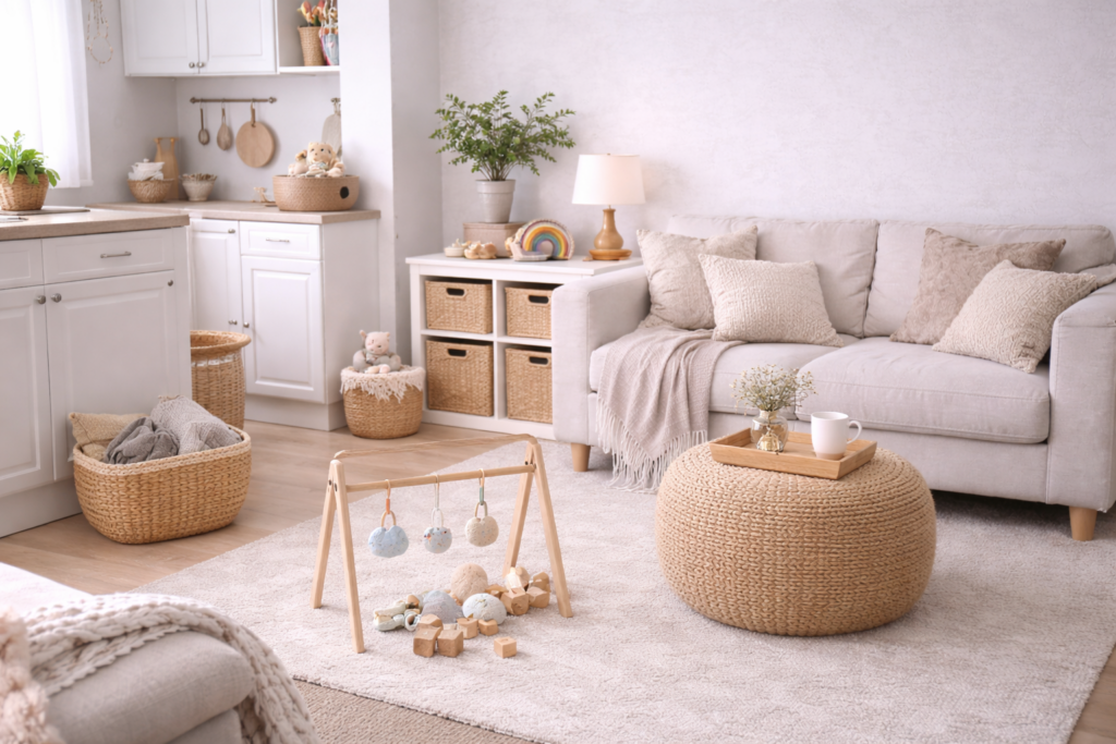Cozy living room and play area