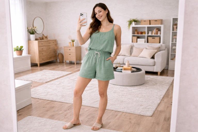 Casual selfie in a modern living room