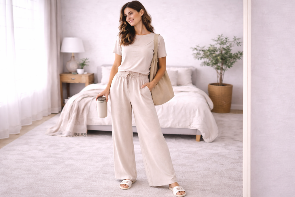 Serene morning in beige loungewear