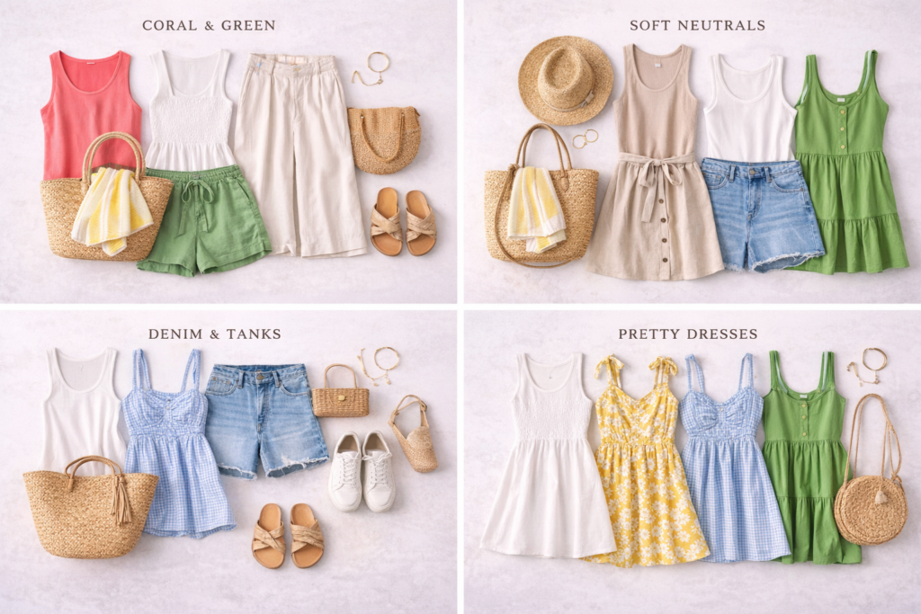 Summer outfit collections flat lay