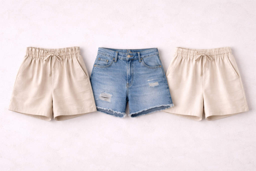 Summer shorts collection on display