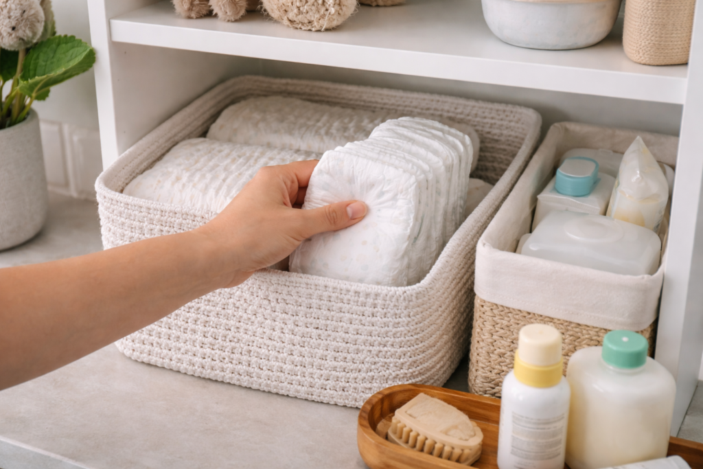 Nursery essentials in soft lighting