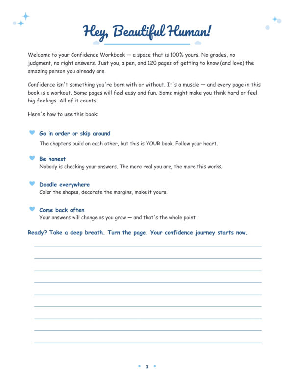 3 Confidence Workbook for Teen Girls