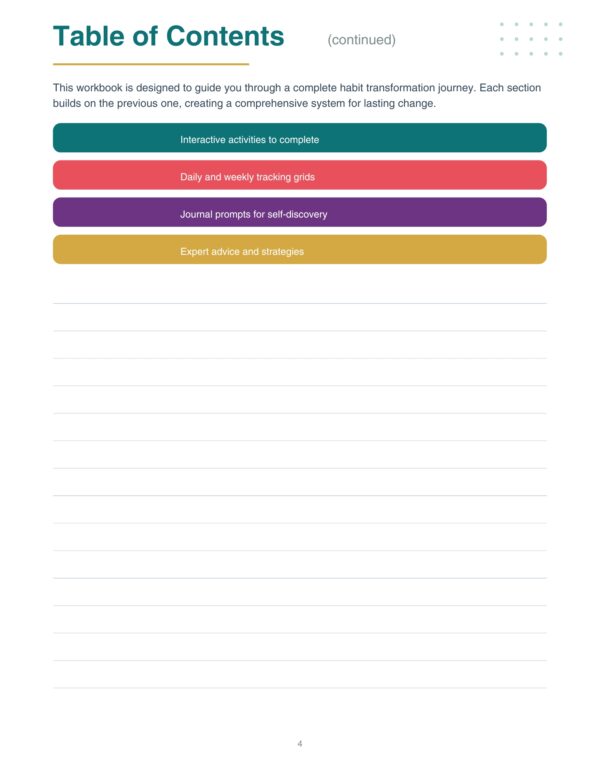 4 Habits Workbook, Habit Building, Habit Tracker, Personal Growth, Positive Change
