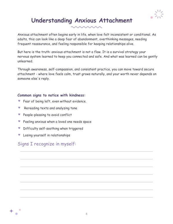 4 Anxious Attachment Healing Journal