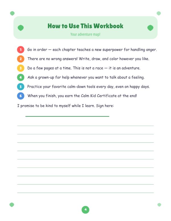 Anger Management Workbook for kids.