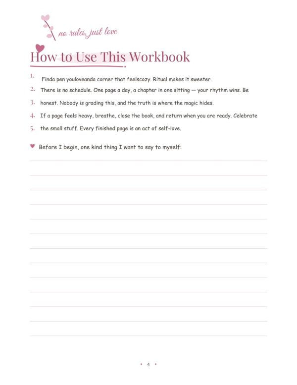 4 Self-Love Workbook for Women