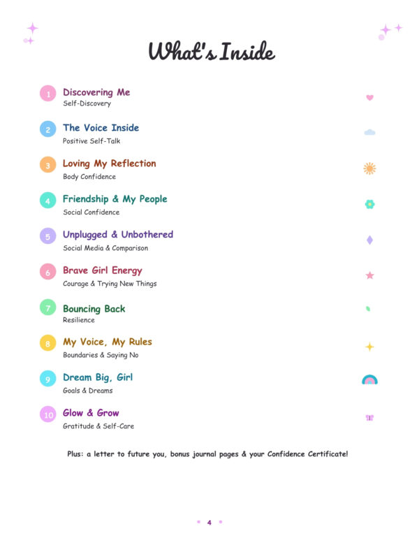 4 Confidence Workbook for Teen Girls