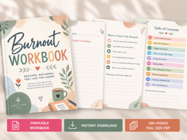 7 Burnout Workbook, Burnout Recovery, Stress Management, Self Care, Emotional Wellness