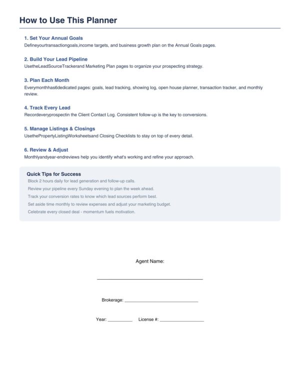 2 Real Estate Agent Planner