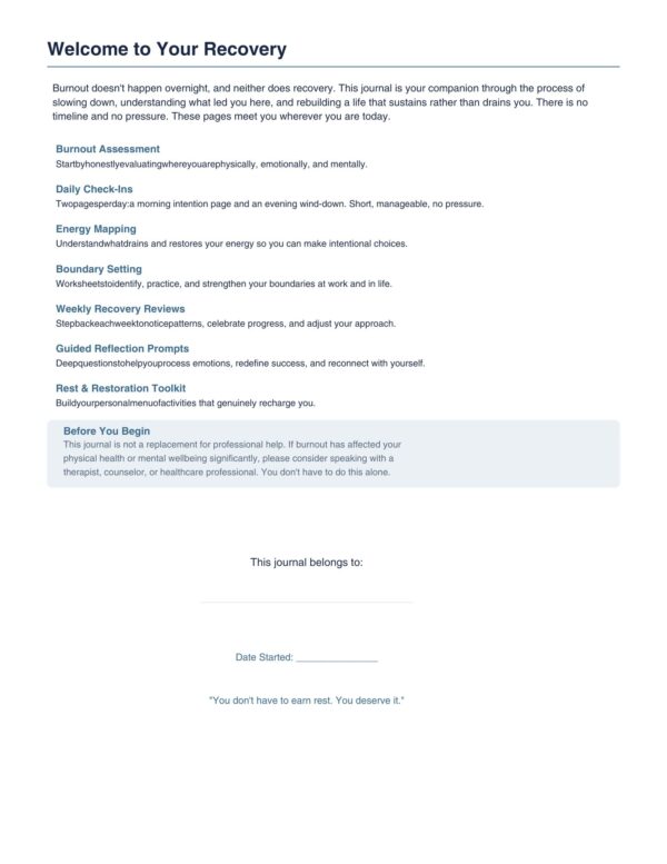 2 Burnout Recovery Journal
