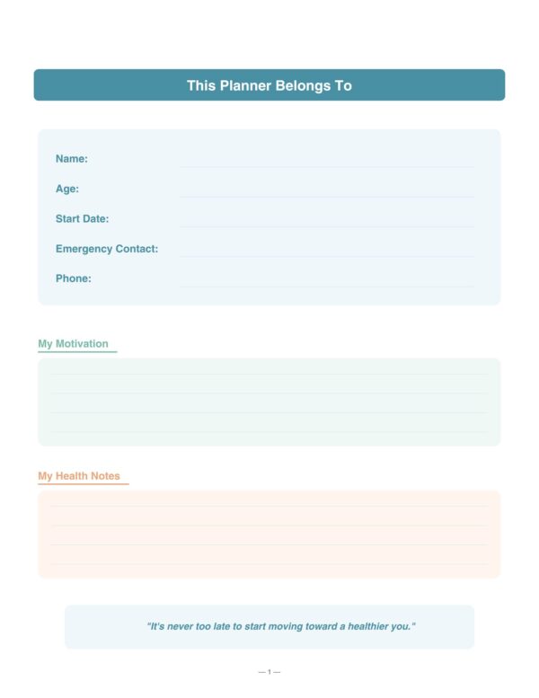 2 Fitness Planner for Seniors