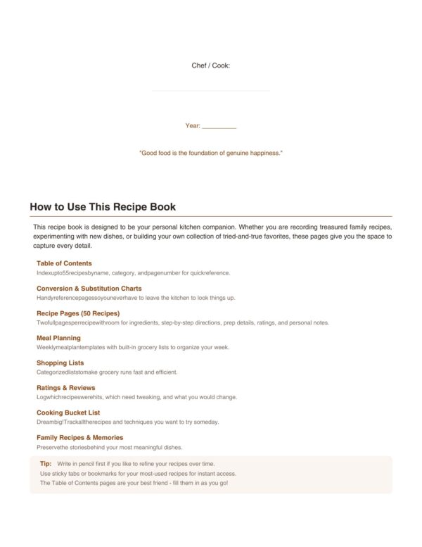 2 Blank Recipe Book To Write in