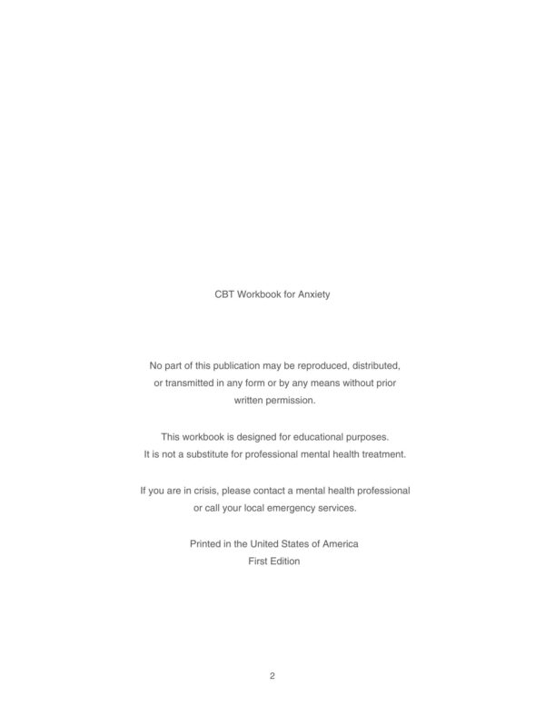 2 CBT Workbook for Anxiety