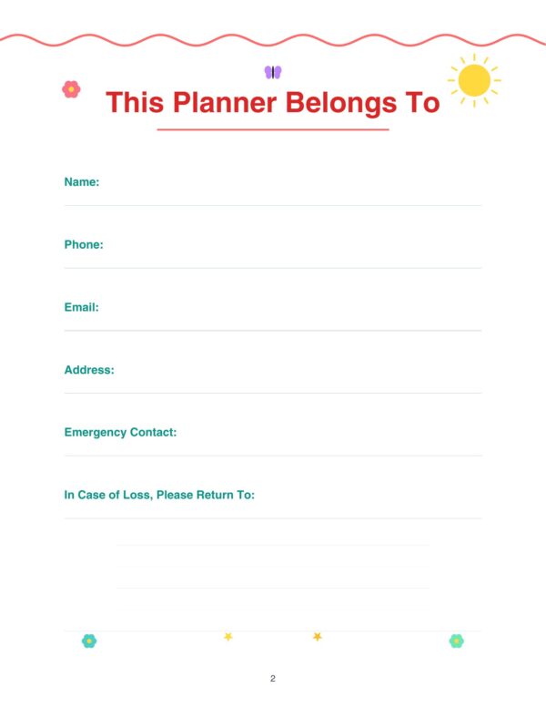 2 Summer Planner