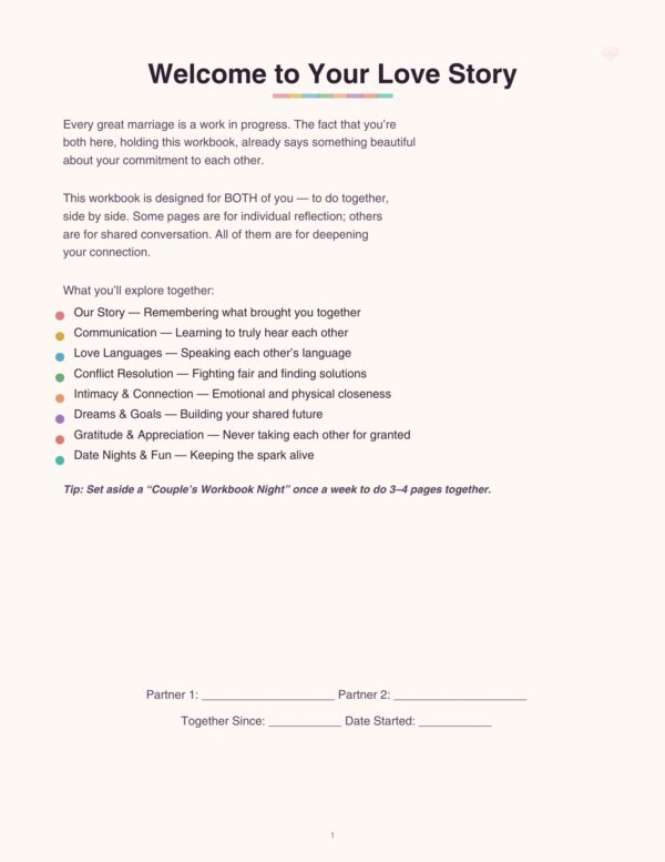 2 marriage workbook for couples