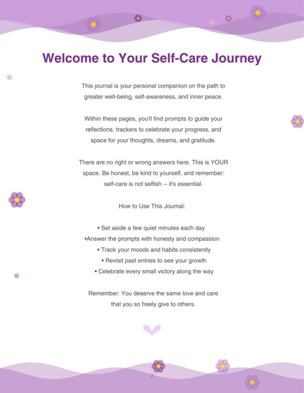 2 Guided Self Care Journal