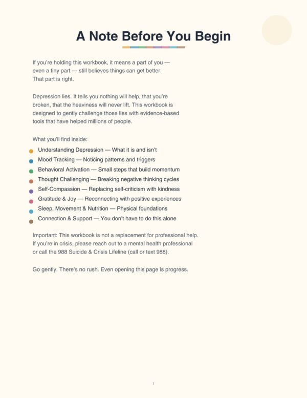 2 depression relief workbook