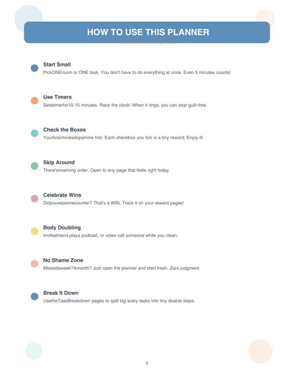 ADHD Cleaning Planner for Adults