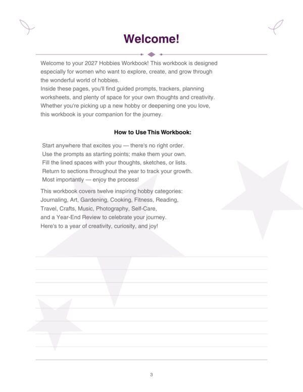 3 2027 Hobbies Workbook for Women