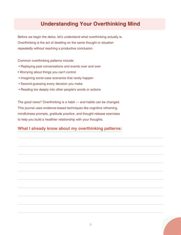 3 Overthinking Detox Journal