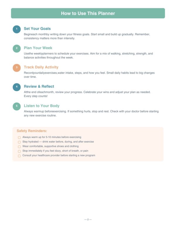3 Fitness Planner for Seniors