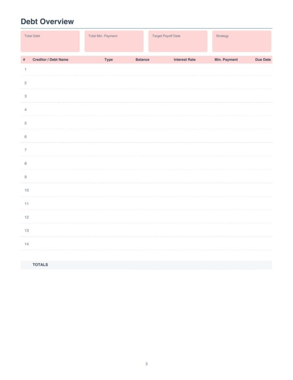 3 Debt Payoff Planner