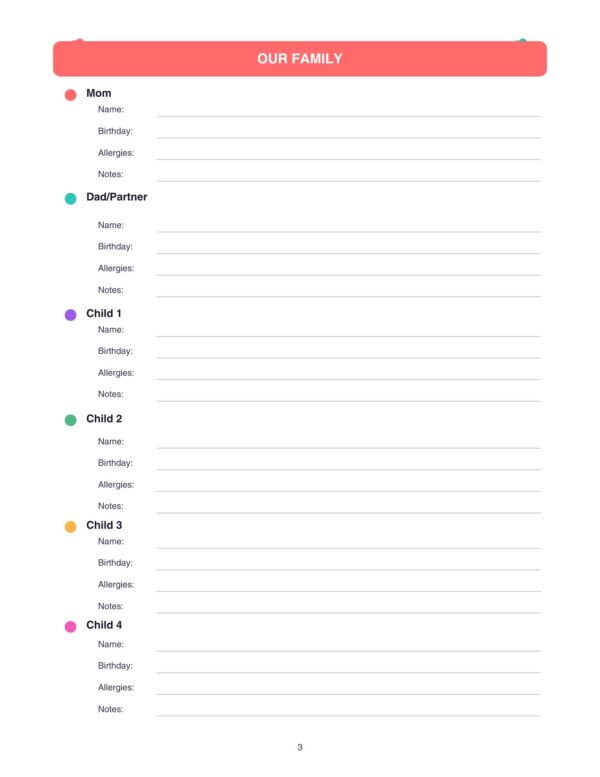 Mom's Family Organizer Planner