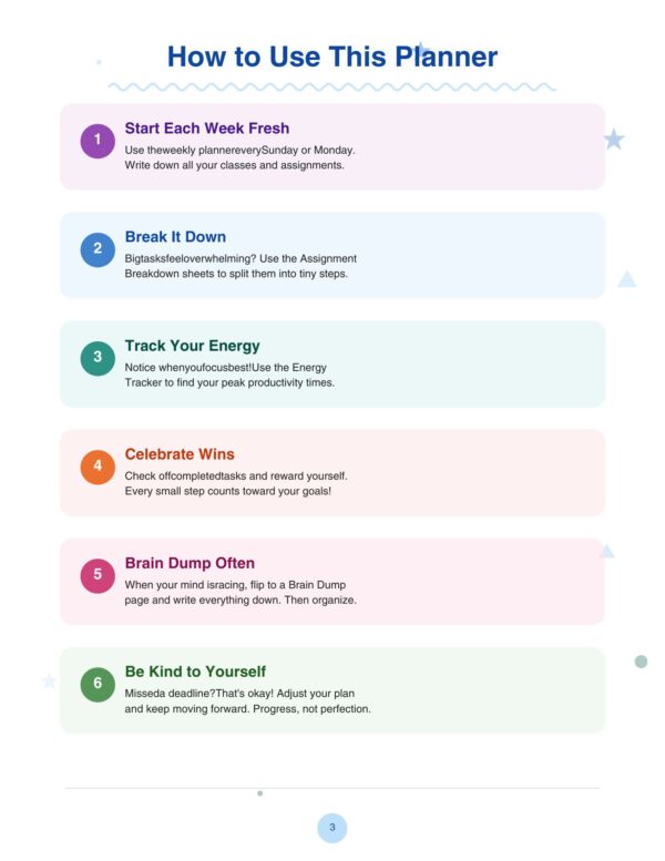 3 Homework Planner for ADHD Students