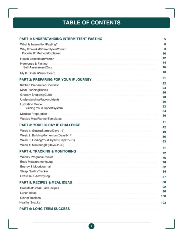 3 Intermittent Fasting Workbook for Women