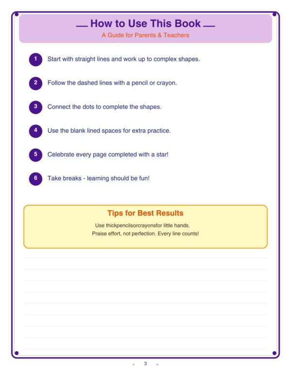 3 Preschool Line Shape Tracing Worksheet