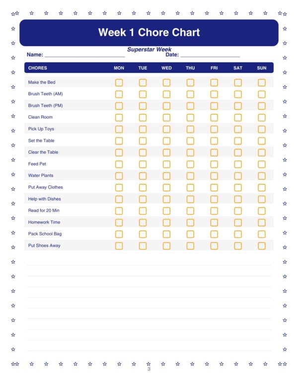 3 Kids Chore Chart
