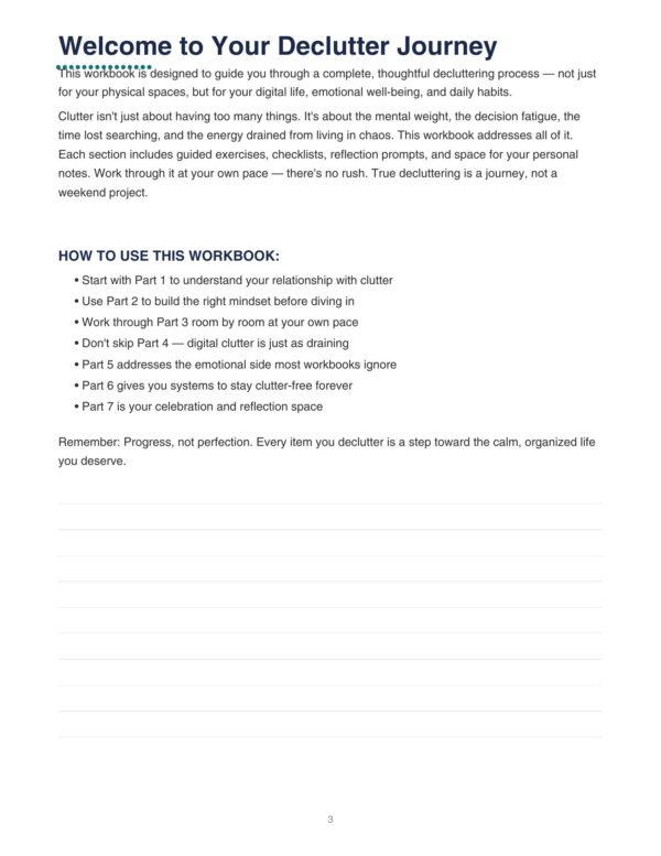 3 Declutter Workbook