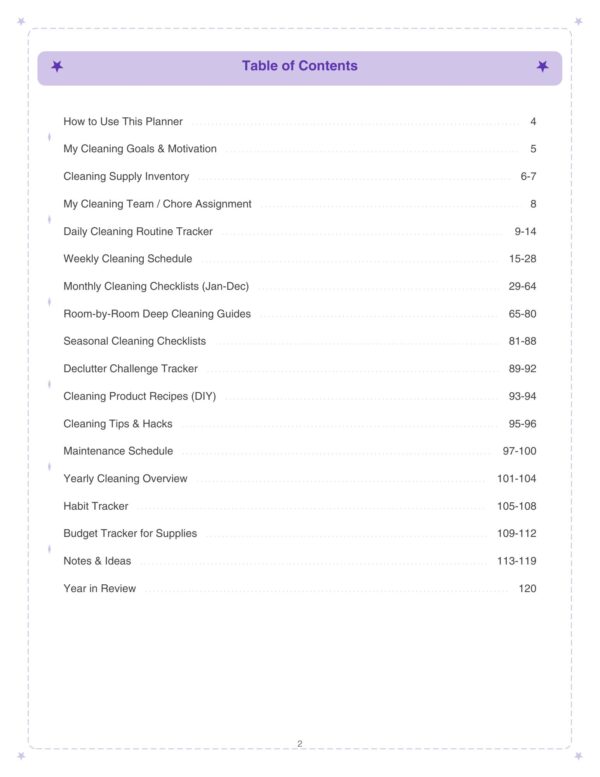 Home Cleaning Schedule Planner